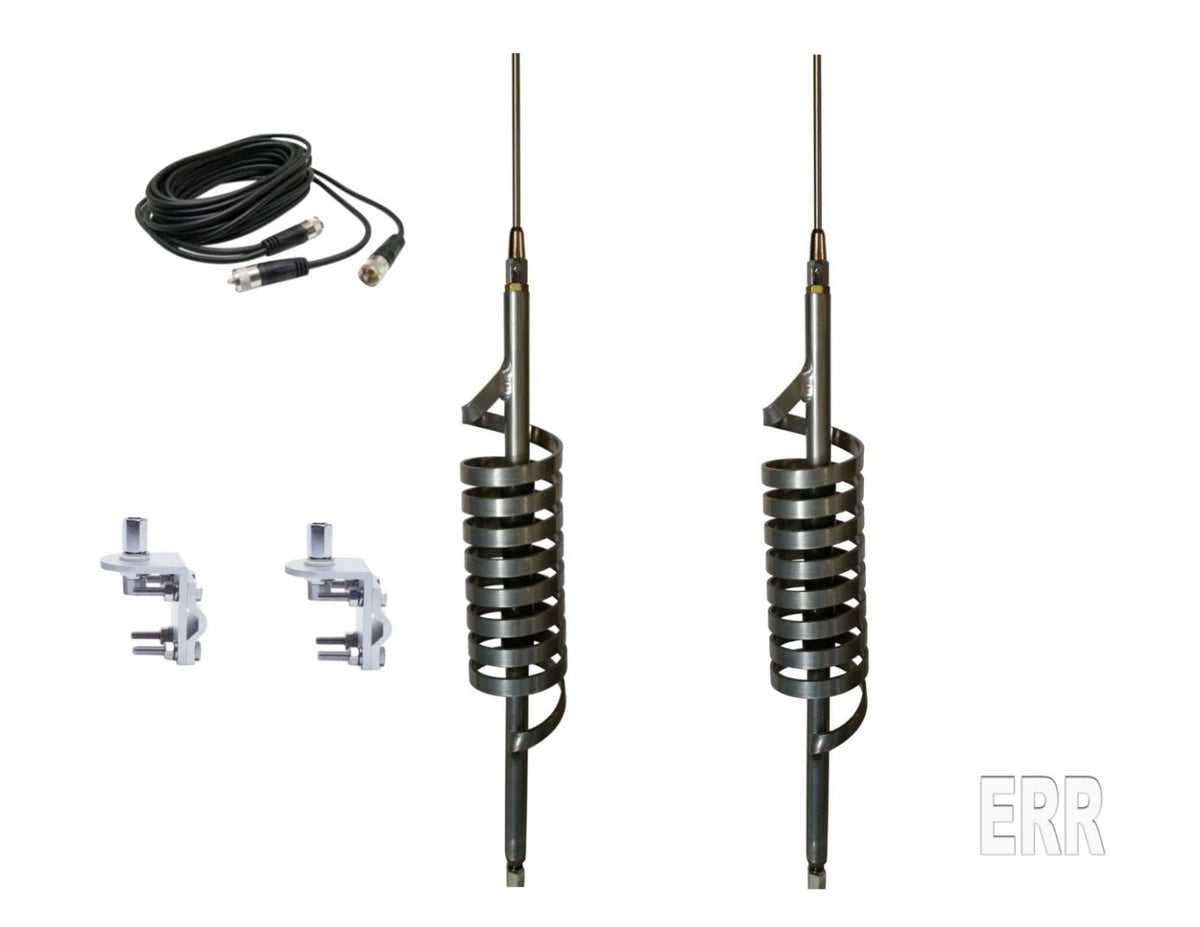 DUAL Monkey Made CB Radio Antennas, LONG Shaft,18FT DUAL COAX, BRACKETS AND STUD