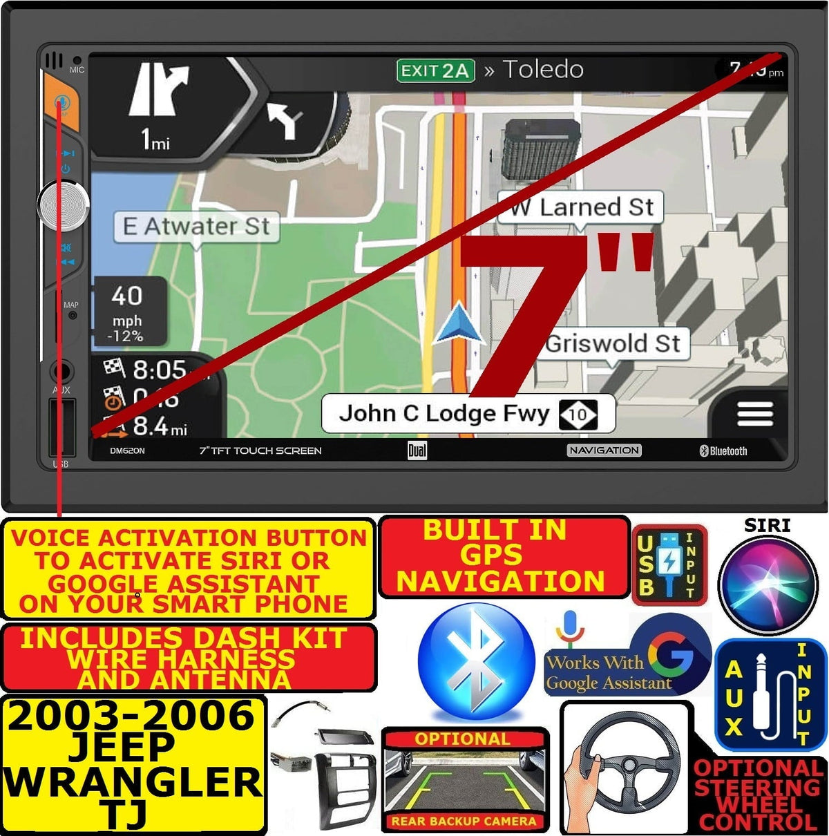 2003-2006 JEEP WRANGLER TJ GPS NAVIGATION NAV BLUETOOTH USB AUX SD RADIO STEREO