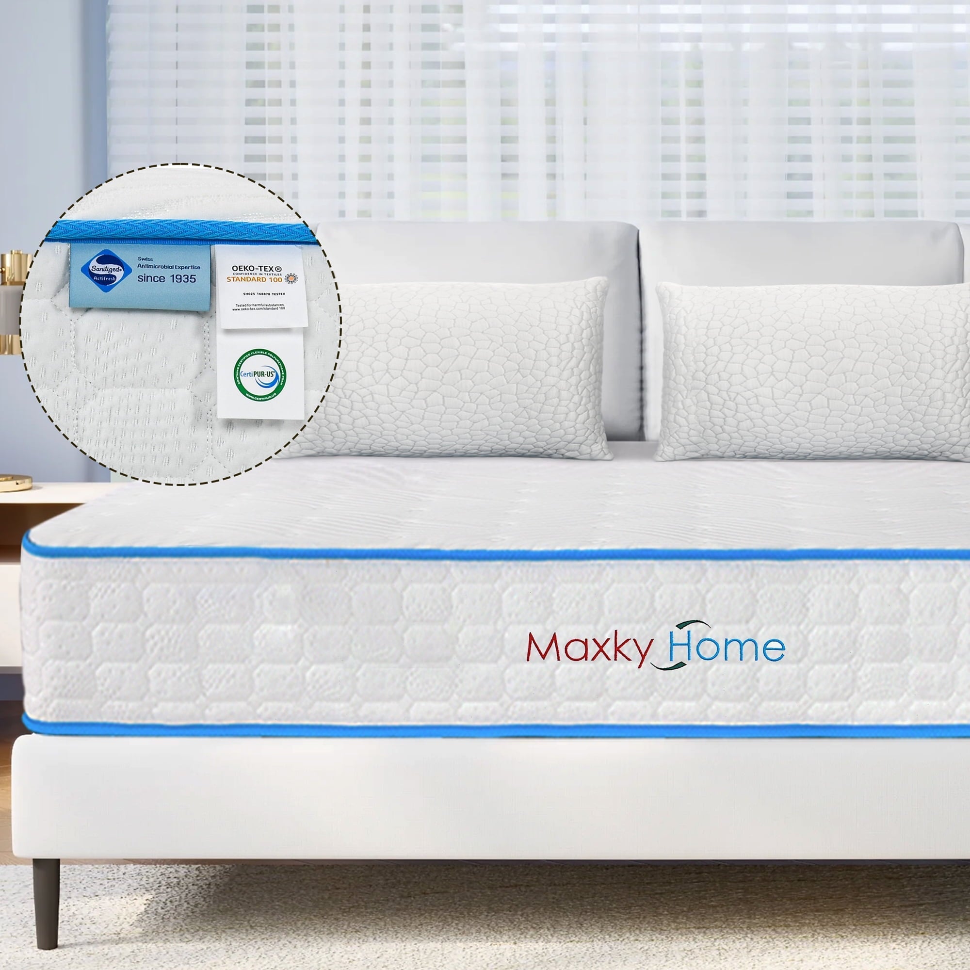 10 Inch Queen Mattress with Pillows, 4 Sizes Gel Memory Foam Mattress Bed in Recorder Box Medium Firm Hybrid Mattress CertiPUR-US Certified 10-year Warranty, Queen