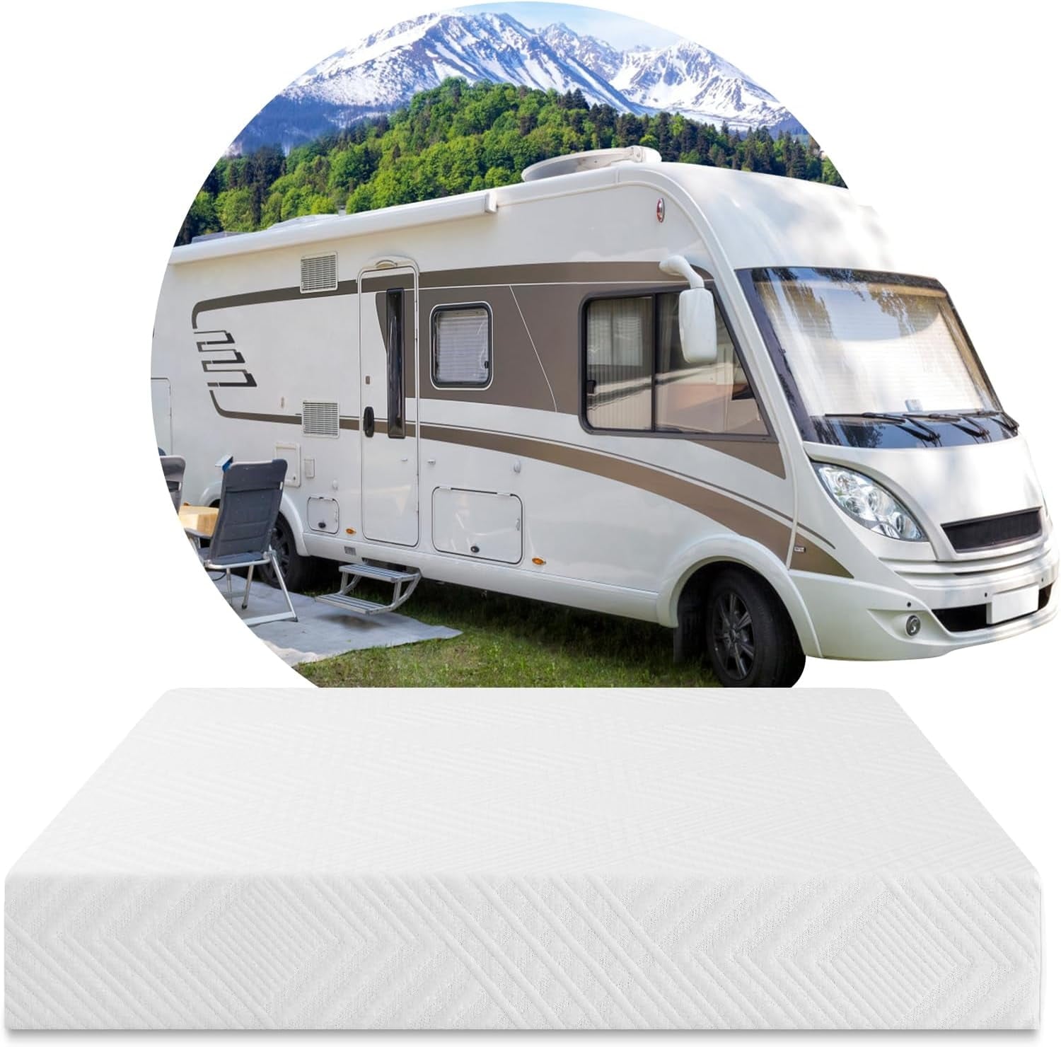 10 RV Mattress Short King Size for RVs, Campers & Trailers, 75*72*10 , Memory Foam Mattress in Recorder Box