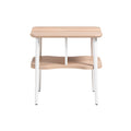 Modern Minimalist Side Table with Curved Design and Wooden Top