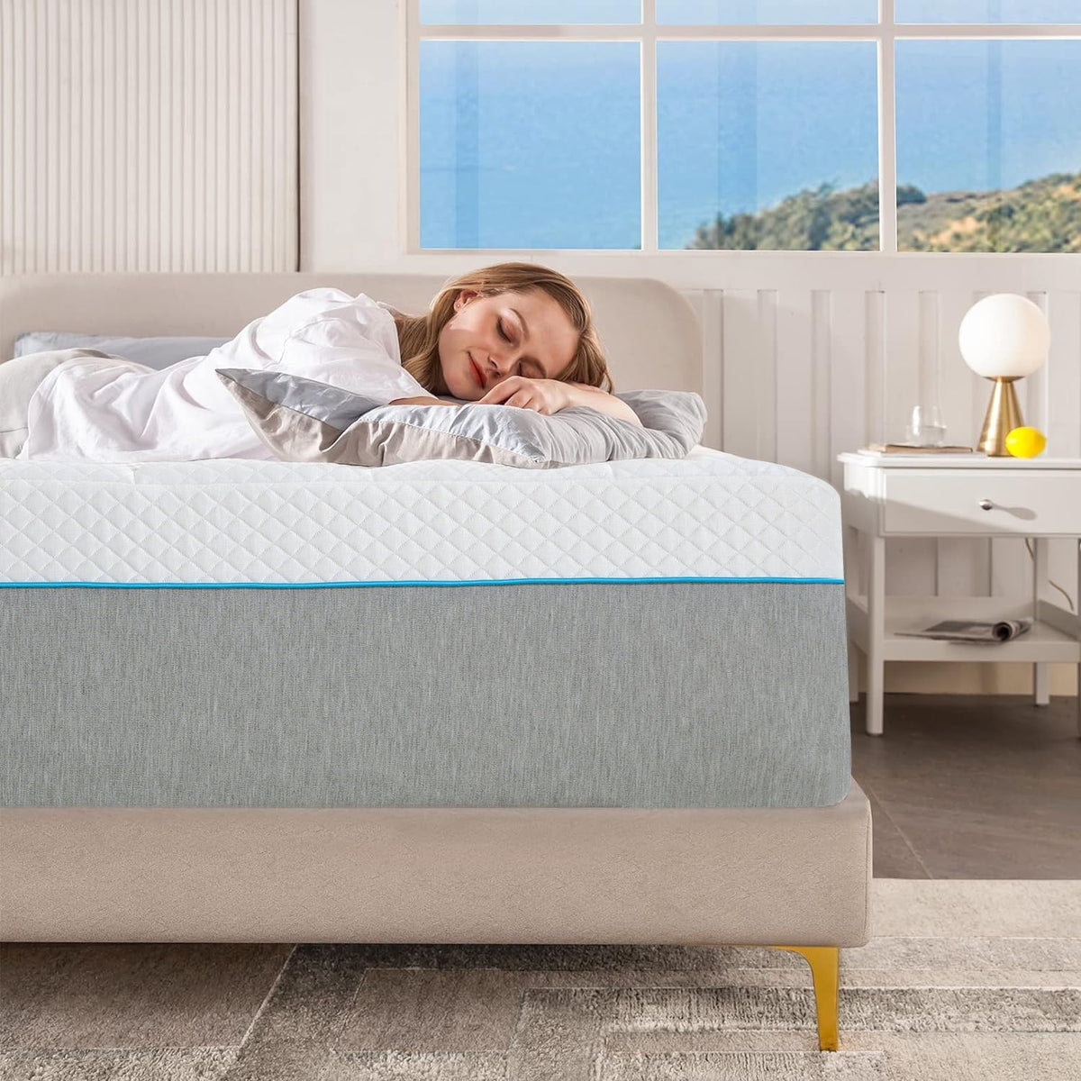 14 inch Medium Firm Gel Memory Foam Mattress, Soft And Supportive, Mattress in Recorder box,Queen