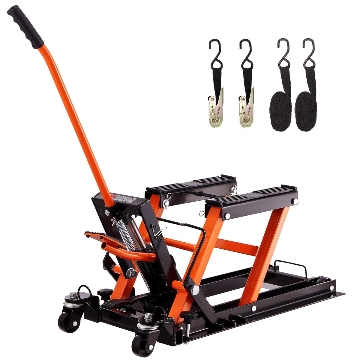 BENTISM Motorcycle Lift Jack 1500 lbs 4.7in-15in Hydraulic Pump Hoist Jack Stand with 360¡ã Casters Non-slip Platform Safety Lock
