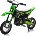 24V Electric Off-Road Motorcycle, 250W Motor, 13.6MPH Fast Speed, Leather Seat Dirt Bike for Kids Teens Age 13+, Twist Grip Throttle, Metal Suspension, Air-Filled Tires,Green