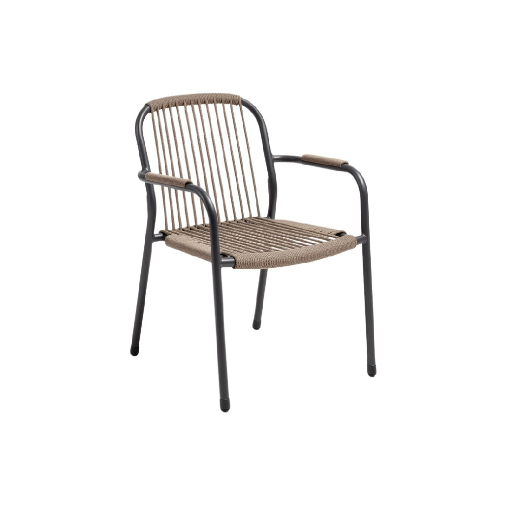 Modern Minimalist Outdoor Chair with Metal Frame and Rope Seat