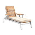 Modern Outdoor Lounge Chair with Wooden Slats and Aluminum Frame