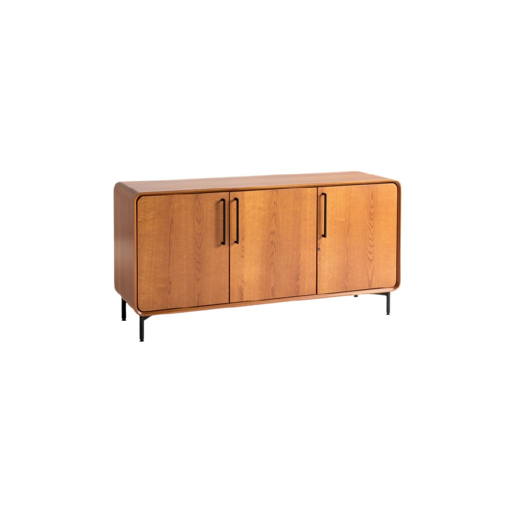 Mid-Century Modern Wooden Sideboard with Metal Legs