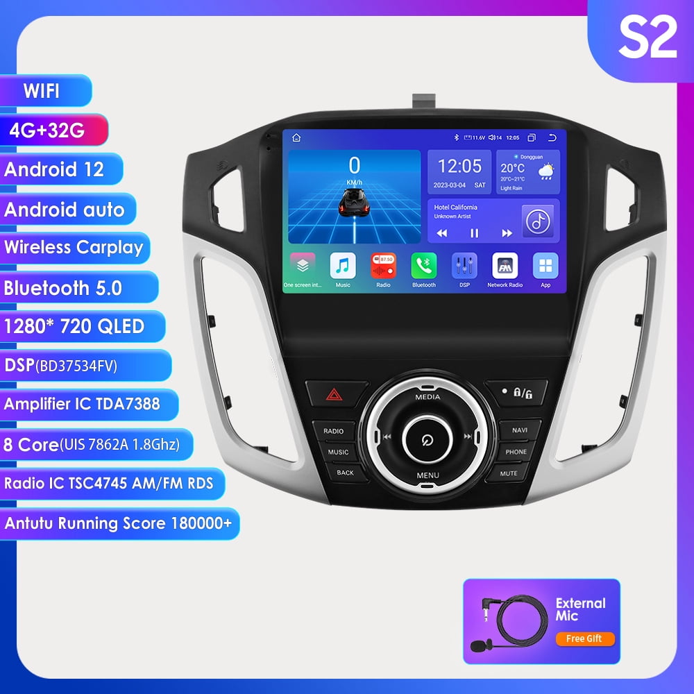 9 Carplay Android 12 Wifi 4+32GB 8 Core Vehicle Stereo Radio Head Unit GPS Navigation For Ford Focus 2012 2013 2014 2015 2016 2017