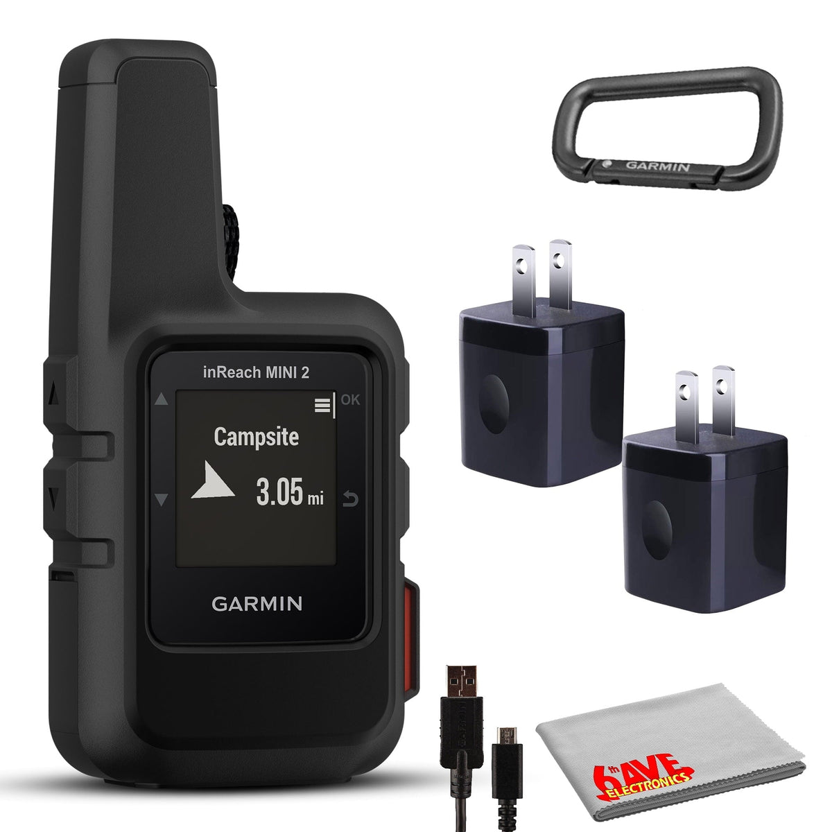 Garmin inReach Mini 2 Satellite Communicator (Black) with Charging Bank