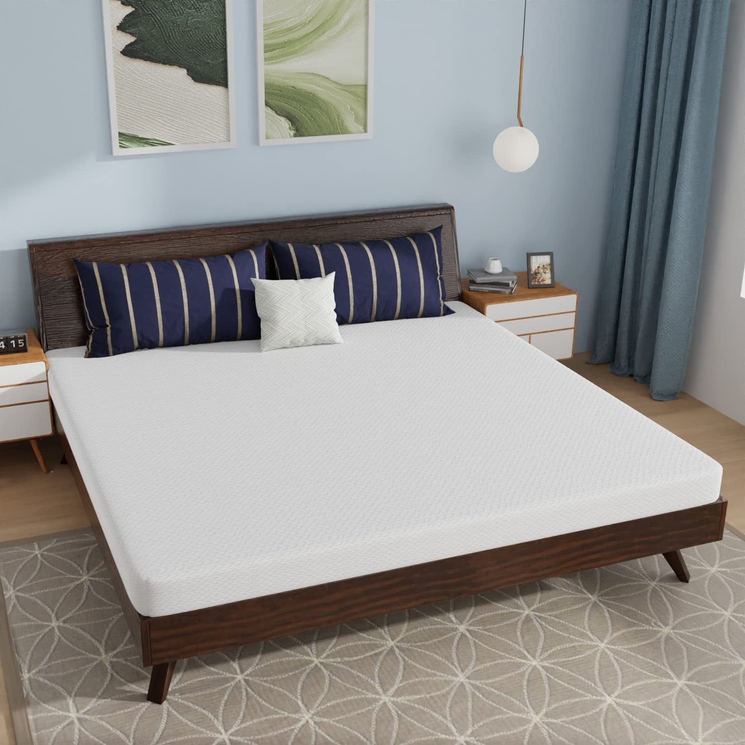 6 Inch King Mattress Memory Foam Mattress Cooling Gel Bamboo Charcoal Infused Mattress CertiPUR-US Certified Pressure Relieving King Size ,White