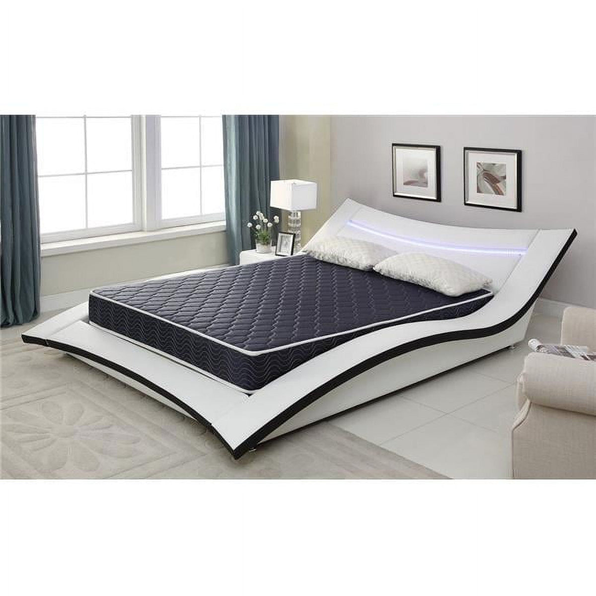 6 Navy Blue Twin Foam Mattress Covered in Recorder Stylish Waterproof Fabric