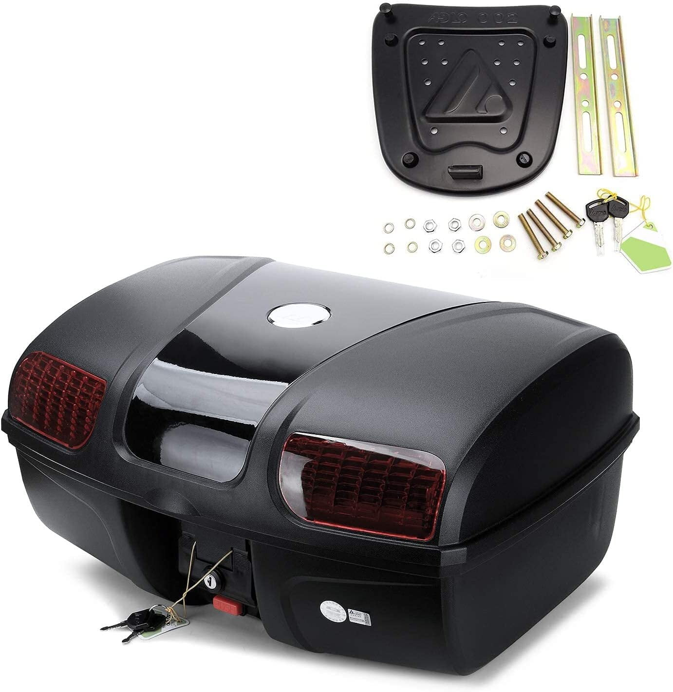 Universal Motorcycle Behind Top Box Tail Trunk Luggage Case,47 Litre Hard Case with Mounting Hardware ,Black
