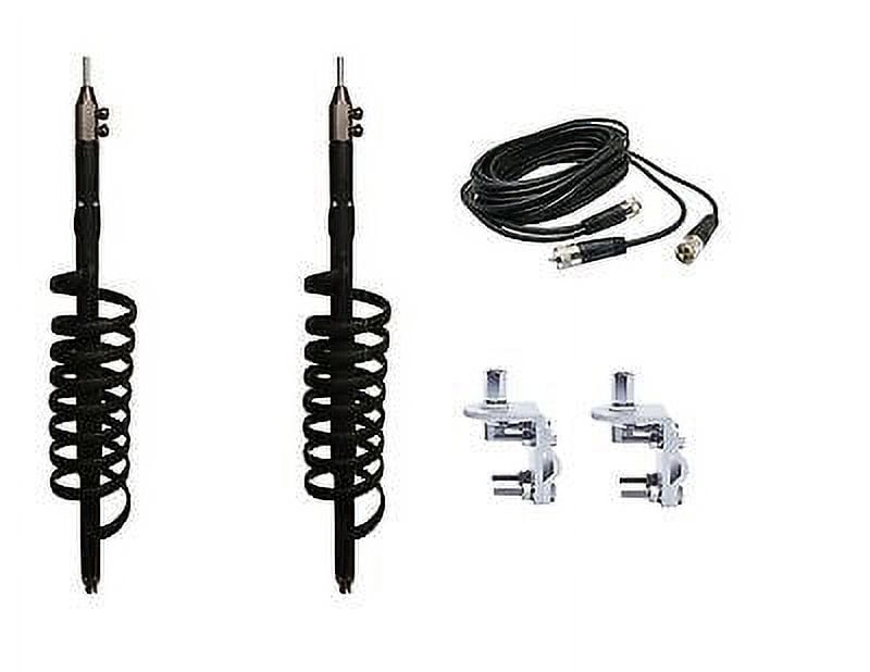 DUAL BLACK VIPER CB,HAM RADIO ANTENNAS, 18FT DUAL COAX, BRACKETS & STUDS