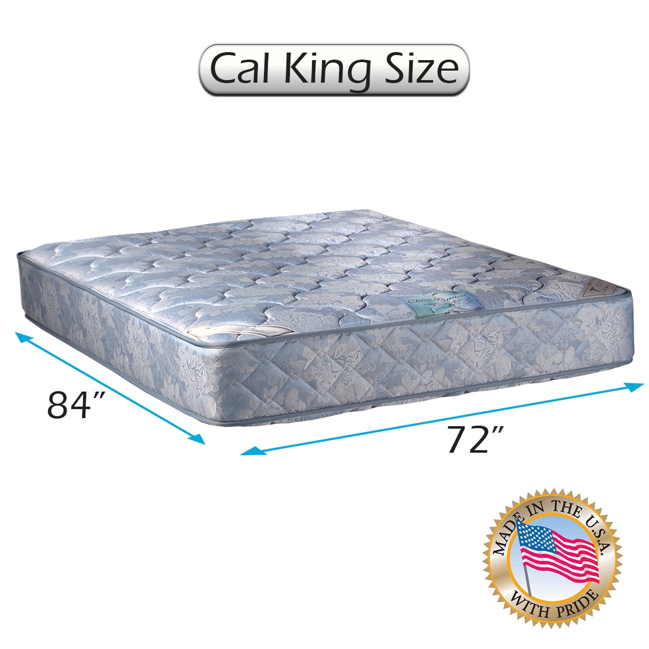 Dream Sleep Chiro Premier Orthopedic Two-Sided Mattress Only with Mattress Protector Included (Blue Color) - Innerspring coils, Long Lasting Comfort by Dream Solutions USA (Cali King 72 x84 x9 )
