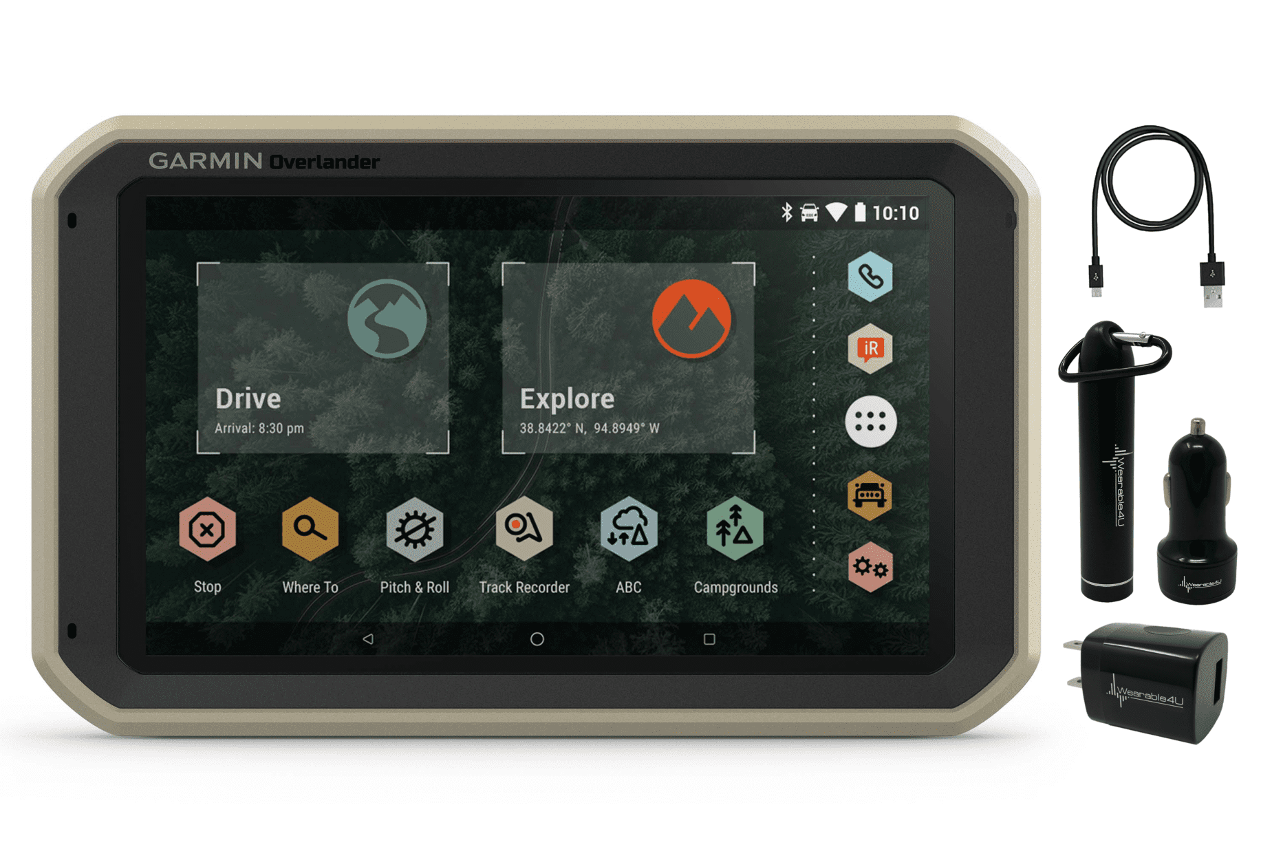 Garmin Overlander Rugged Multipurpose Navigator for Off-Grid Guidance with Wearable4U Power Pack Bundle