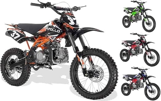 HHH Upgraded 125cc Dirtbike Pitbike Youth Adults RFZ Manual 4 Speed Dirtbike DB37 125 Dirtbike 17/14 Tires Apollo AGB37 ( choose your color )