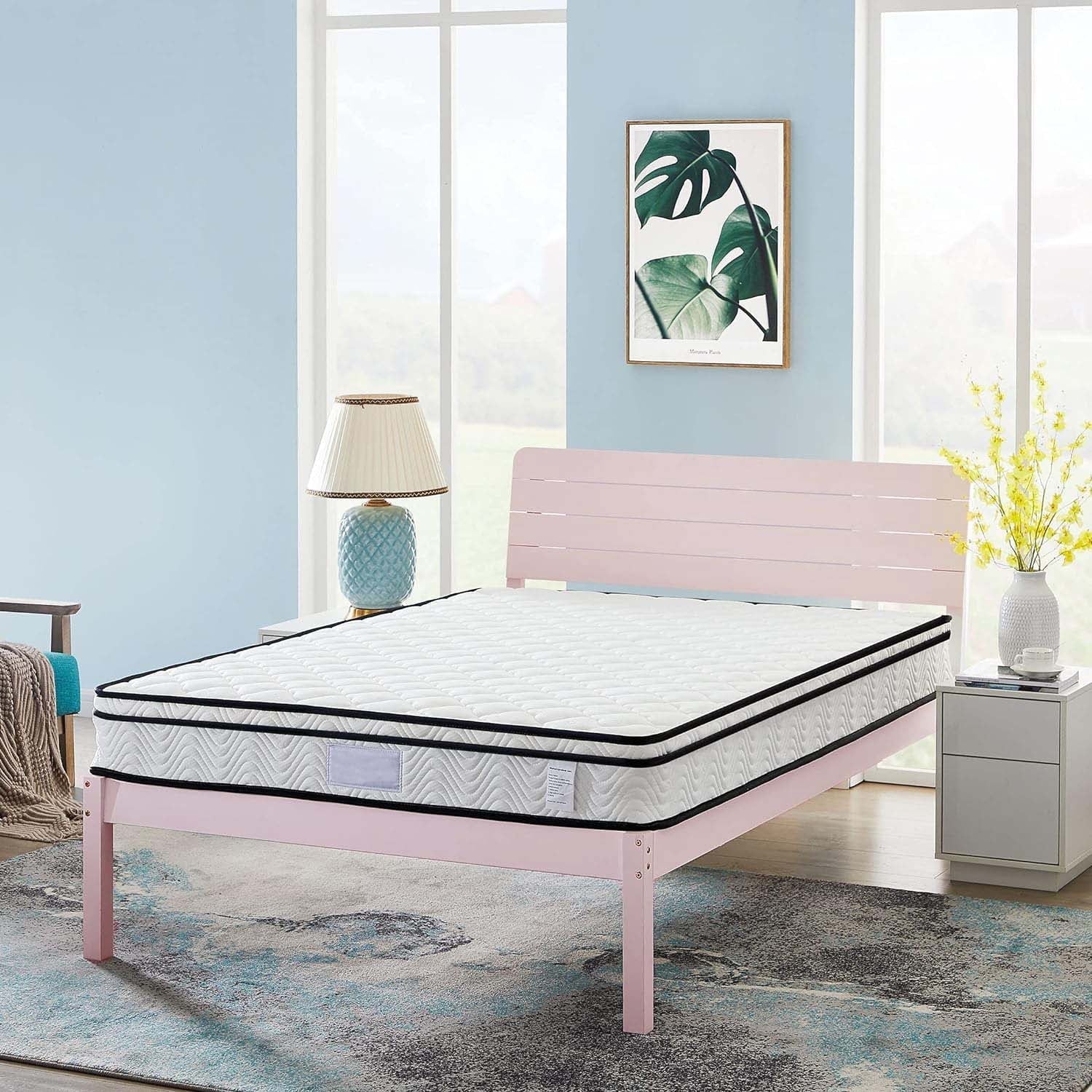 BMMB 10 inch Memory Foam Mattress, Medium-Firm Feel, Innerspring Hybrid Mattress, Twin, Adult