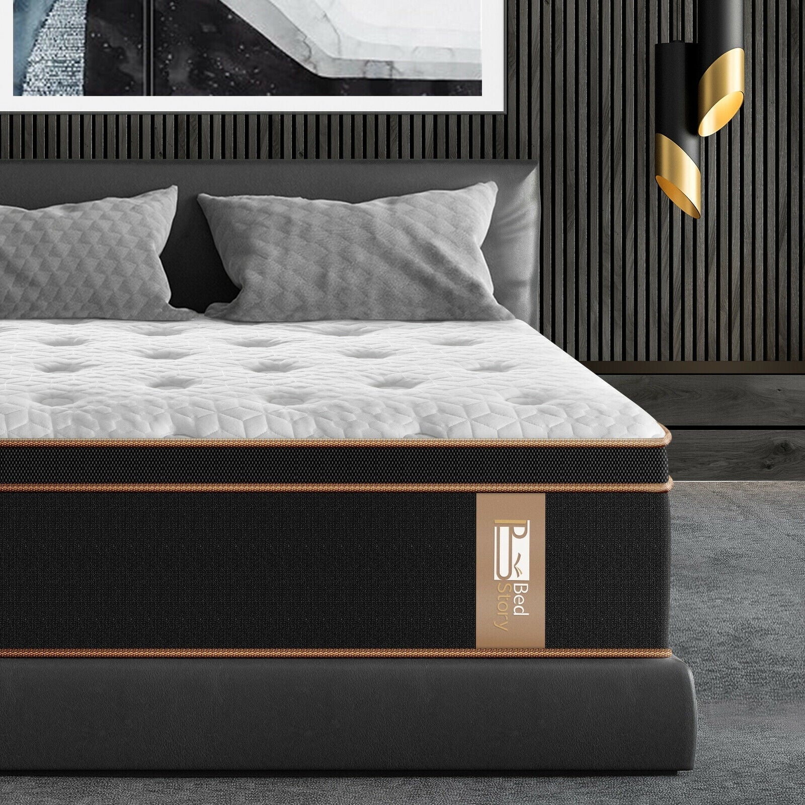 BedStory 12 (H) Pocket Spring Hybrid Mattress, Queen Size Gel Infused Memory Foam Mattresses Bed in-a-Box CertiPUR-US Certified