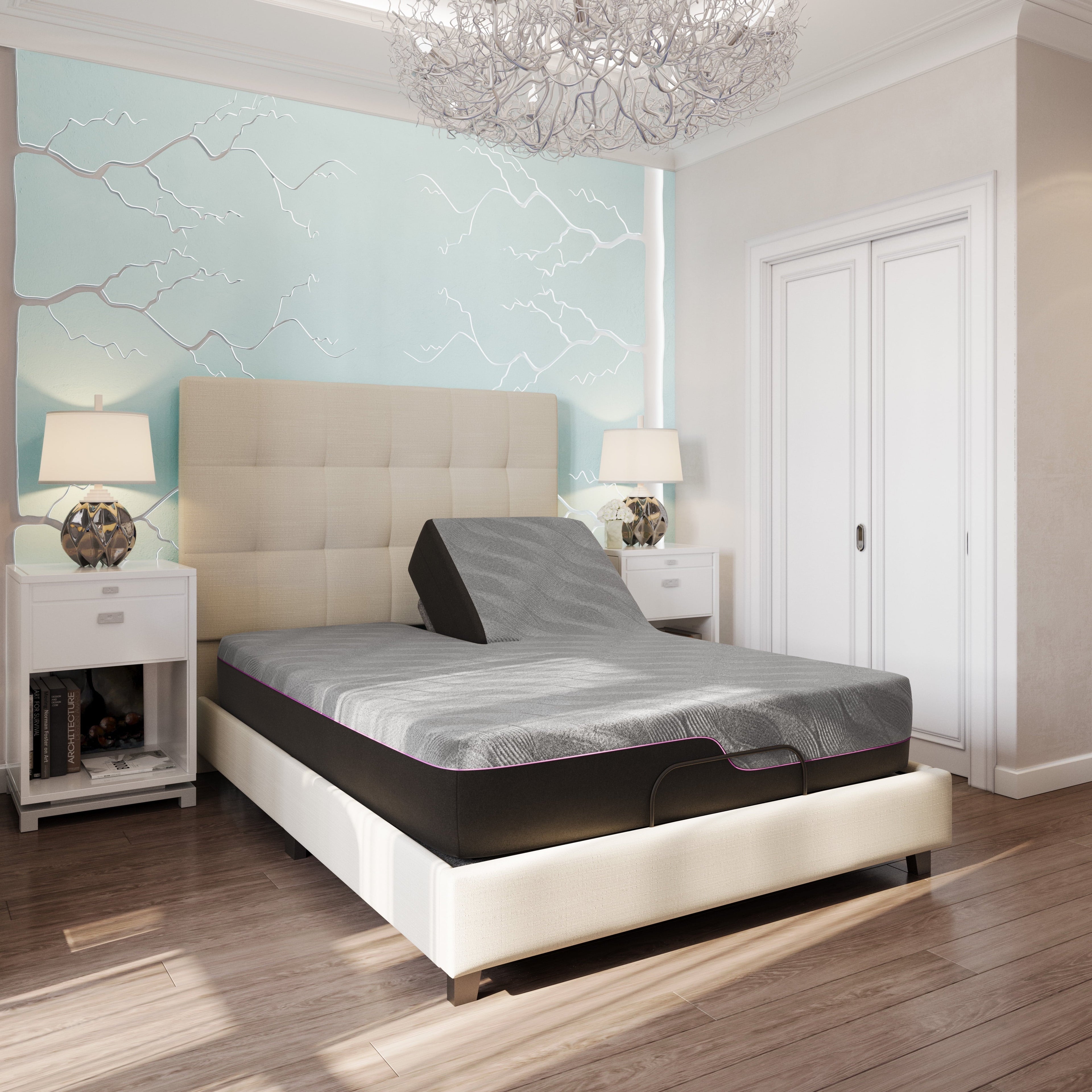 Bridgevine Home 11 inch Renew Flex Head Latex Foam Mattress and Adjustable Base Bundle, Queen Size