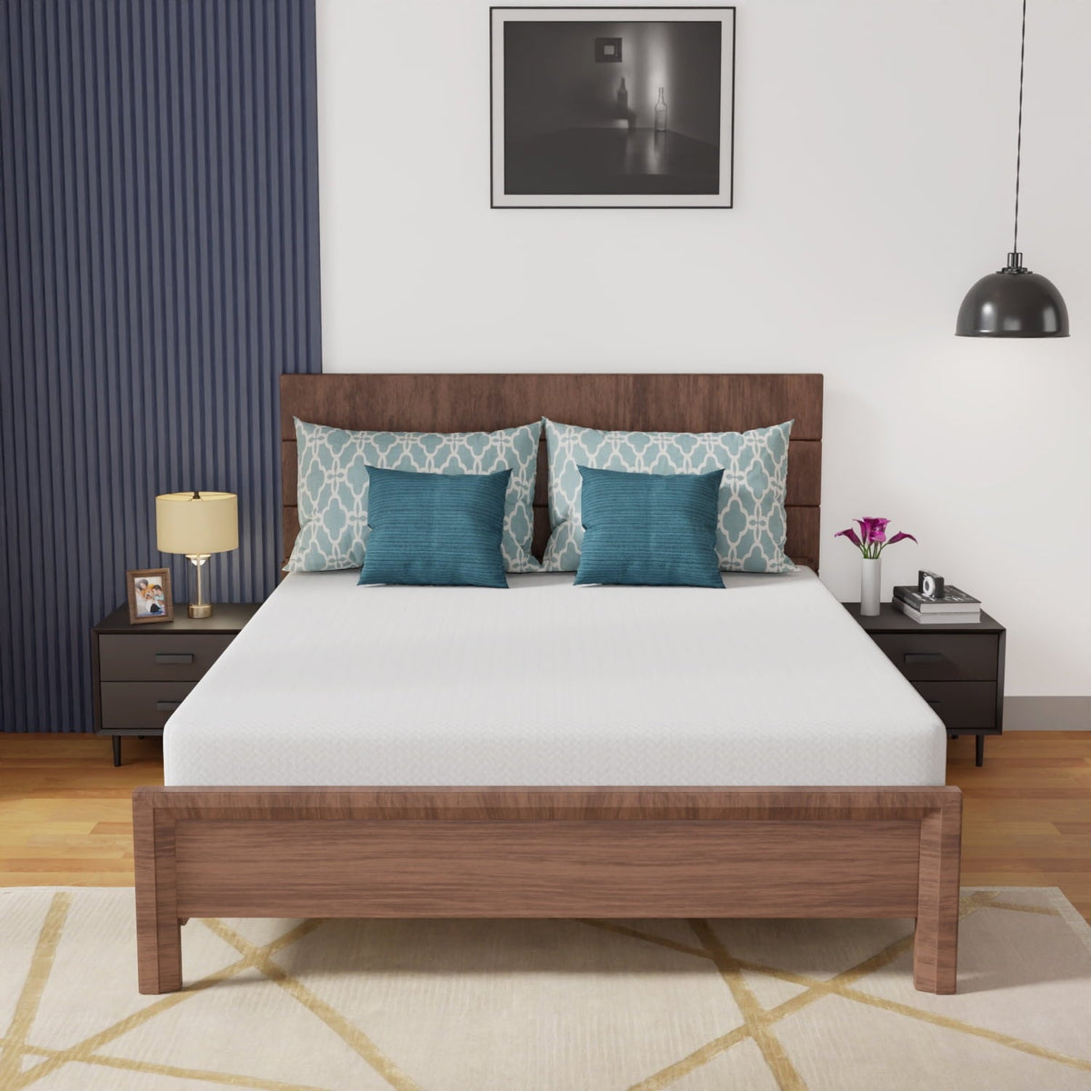 CL.HPAHKL 8 Inch Memory Foam Mattress Queen, CertiPUR-US Certified Mattress in Lens Box, Wave Comfort Foam Mattress with Removable Soft Cover for Sleep Cooling and Pressure Relief, White