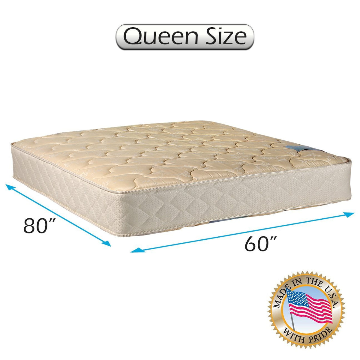Dream Sleep Chiro Two-Sided Premier Orthopedic Mattress Only Queen (60 x80 x9 ) (Beige) - Sleep Support, Luxury Quality, Long Lasting Comfort by Dream Solutions USA