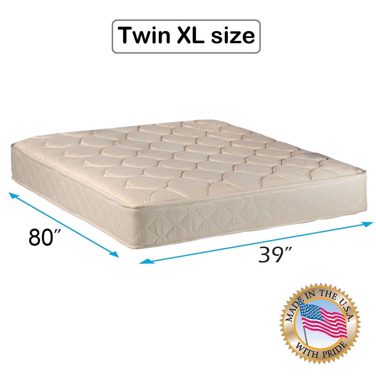 Comfort Classic Gentle Firm (Twin XL 39 x80 x9 ) Mattress Only - Fully Assembled, Orthopedic, Good for your back, Superior Grade - Long Lasting and 1 Sided - By Dream Solutions USA