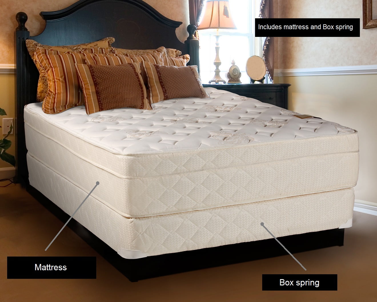 Comfort Firm Beverly Hills Foam Encased Queen size 60 x80 x14 Mattress and Box Spring Set - Fully assembled, Orthopedic, Sleep System with Enhance Support and Premium Grade by Dream Solutions USA