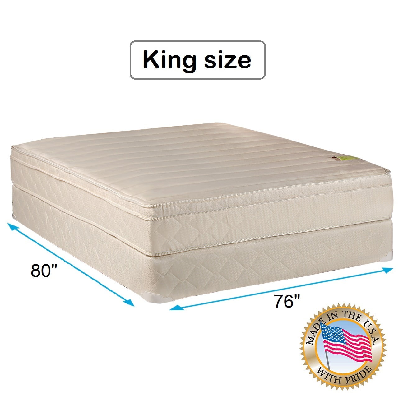 Comfort Pedic Firm PillowTop (Eurotop) Mattress set with Bed Frame Included - Sleep System, Enhanced Foam Encased Support, Assembled, Longlasting, Orthopedic by Dream Solutions USA (King 76 x80 x11 )