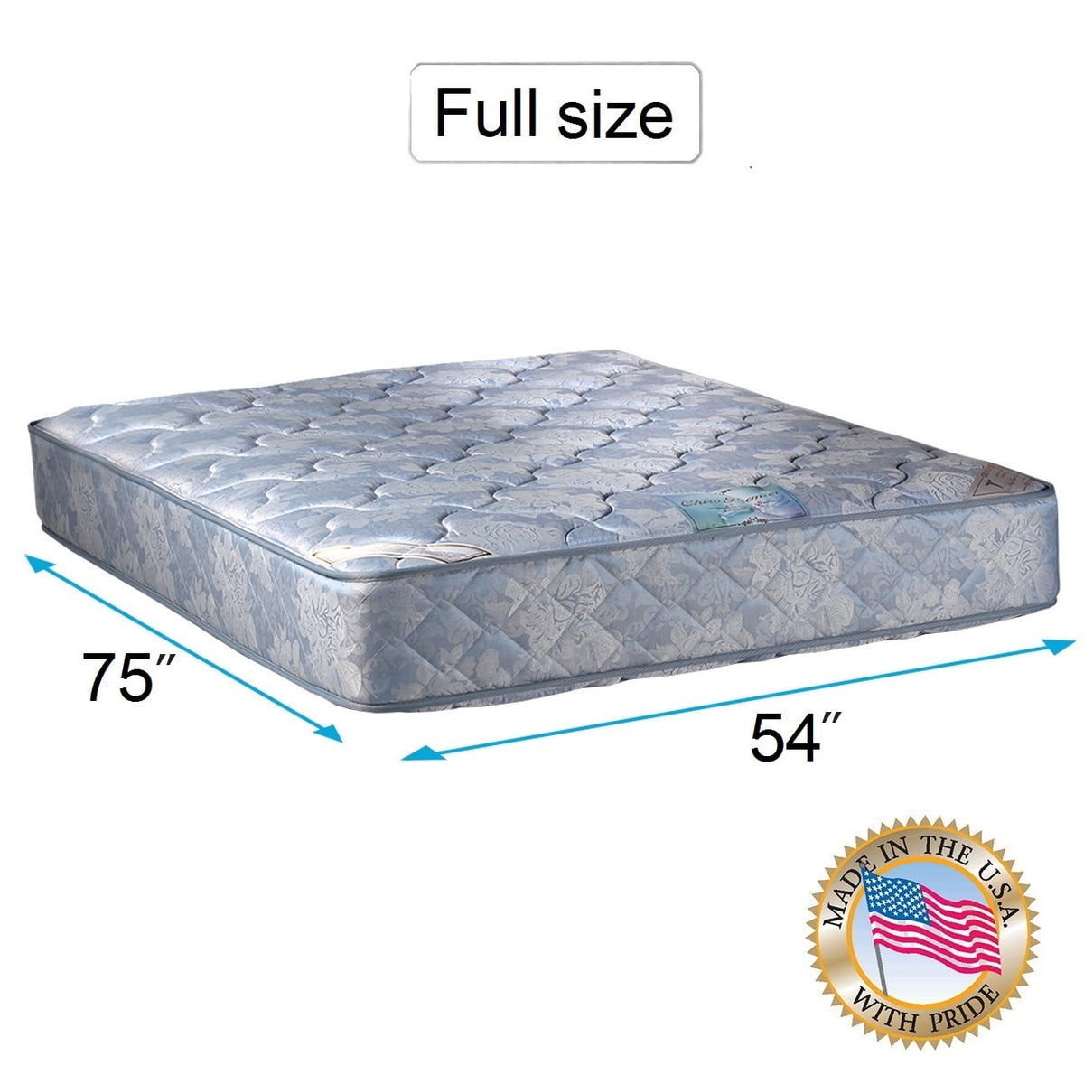 Dream Sleep Chiro Premier 2-Sided Orthopedic (Blue Color) Full Mattress Only with Mattress Protector Included - Fully Assembled, Innerspring coils, Long Lasting Comfort by Dream Solutions USA