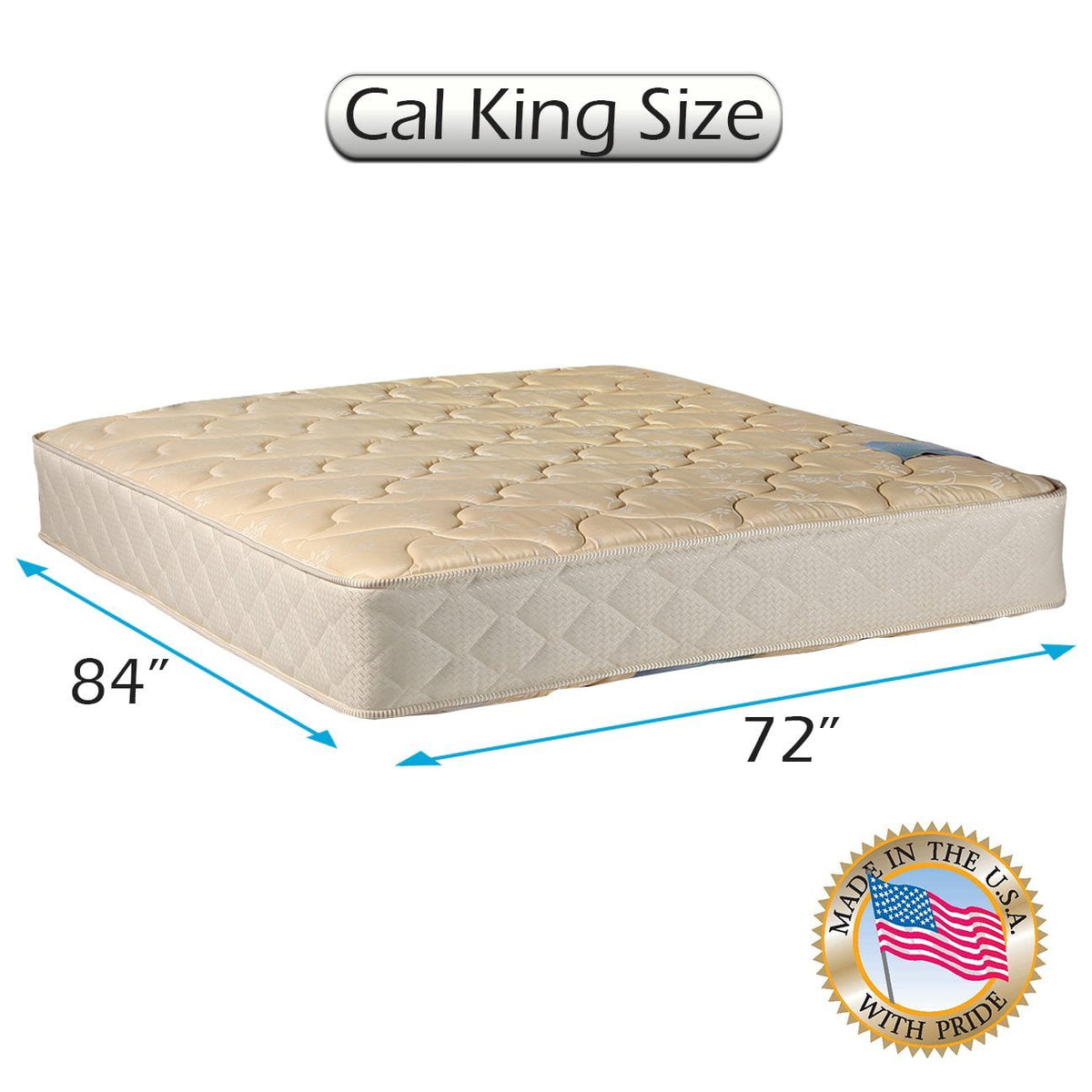 Dream Sleep Chiro Premier Gentle Firm Cali King 2-Sided Mattress Only with Mattress Protector Included (Beige) - Orthopedic, Innerspring coils, Long Lasting Comfort by Dream Solutions USA