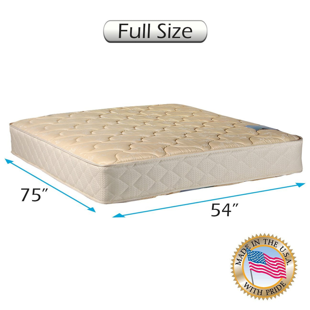 Dream Sleep Chiro Premier Gentle Firm Full 2-Sided Mattress Only with Mattress Protector Included (Beige) - Orthopedic, Innerspring coils, Long Lasting Comfort by Dream Solutions USA