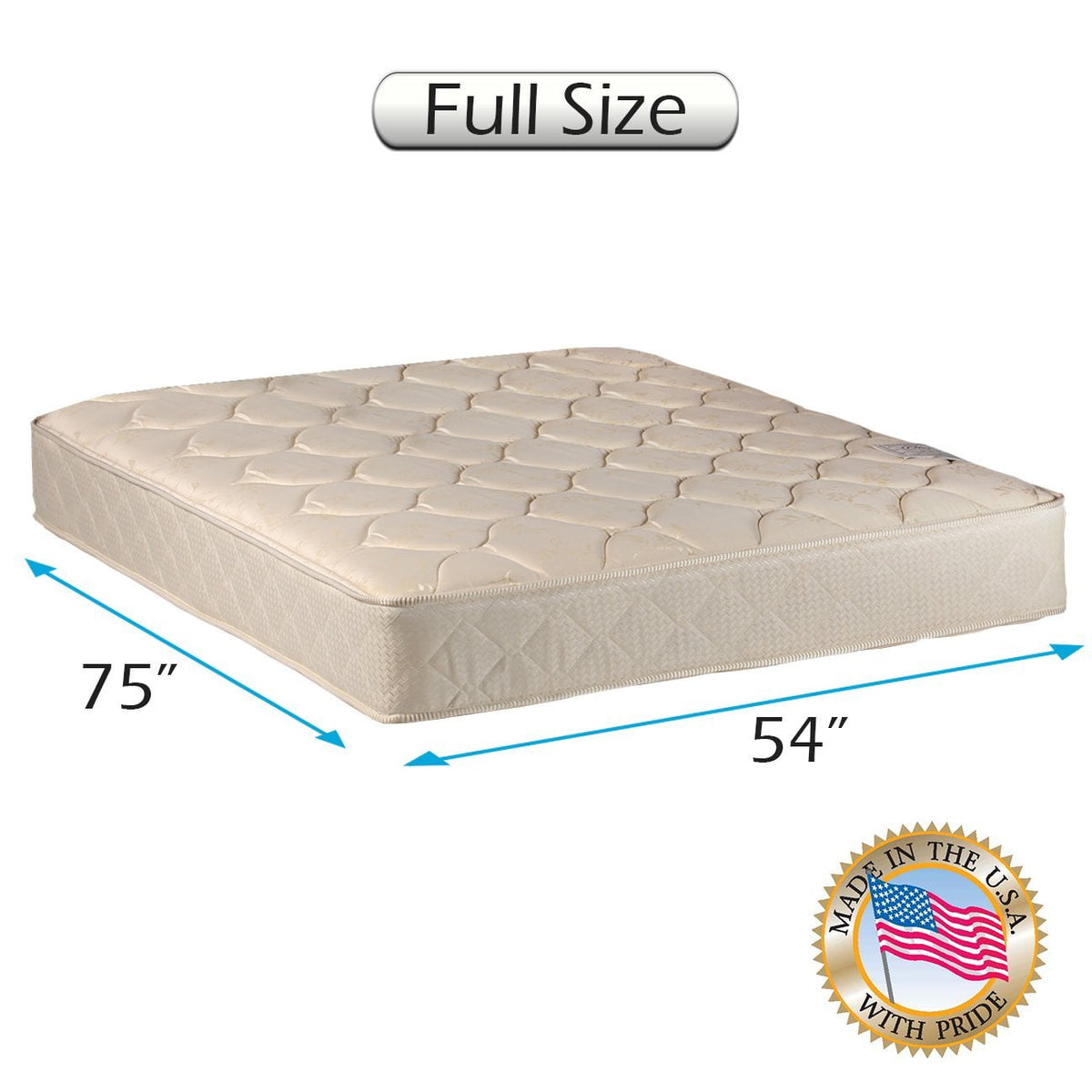 Dream Sleep Comfort Classic 2-Sided Gentle Firm Full Mattress Only with Mattress Cover Protector Included - Orthopedic, Superior Density Foam, Long Lasting by Dream Solutions USA