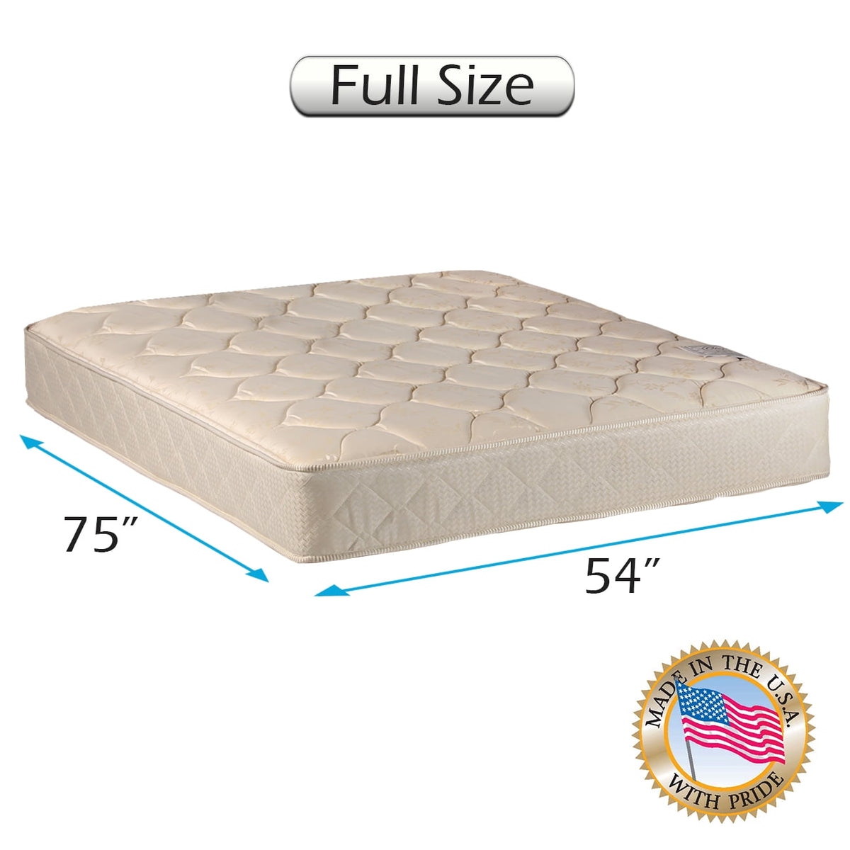 Dream Sleep Comfort Classic Orthopedic Gentle Firm Full Mattress Only with Mattress Cover Protector Included - Fully Assembled, Long Lasting Comfort and 1 Sided by Dream Solutions USA
