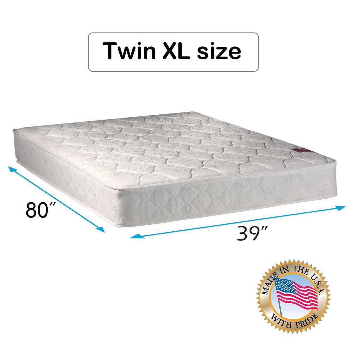 Dream Sleep Legacy Twin XL Size None Flip One-Sided Mattress Only with Mattress Cover Protector Included - Good for your back, Innerspring Coils, Orthopedic by Dream Solutions USA