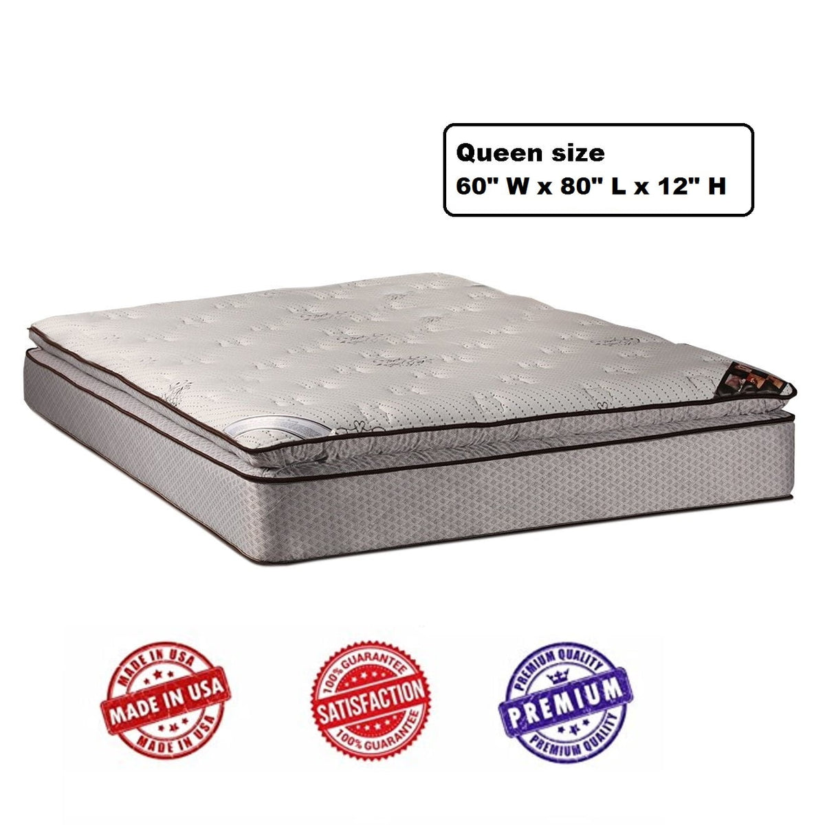 Dream Sleep Spinal Plush (Eurotop) Queen 60 x80 x12 Mattress Only - Sleep System with Enhanced Cushion Support, Innerspring Coils by Dream Solutions USA