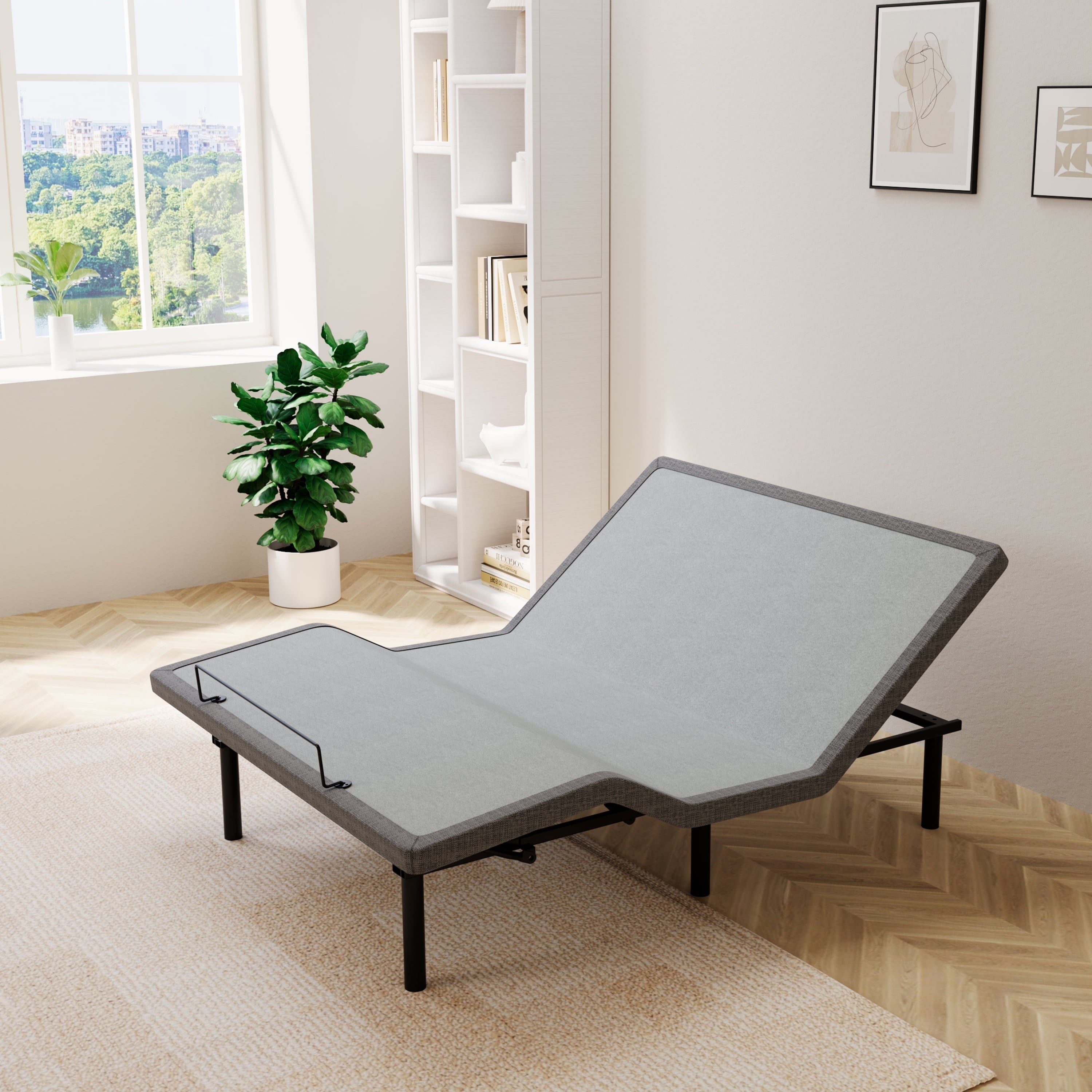 ESHINE Queen Adjustable Bed Frame, with Massage, Wireless Remote, USB, Under Bed Low light Light, Head and Foot Incline