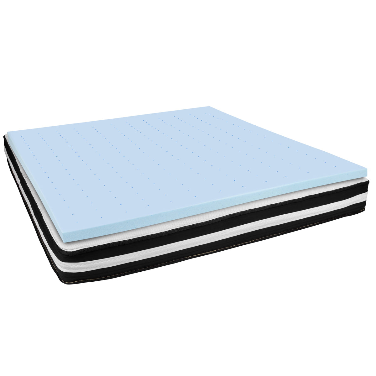 Flash Furniture Capri Comfortable Sleep King 10 Inch CertiPUR-US Certified Foam Pocket Spring Mattress & 2 inch Gel Memory Foam Topper Bundle