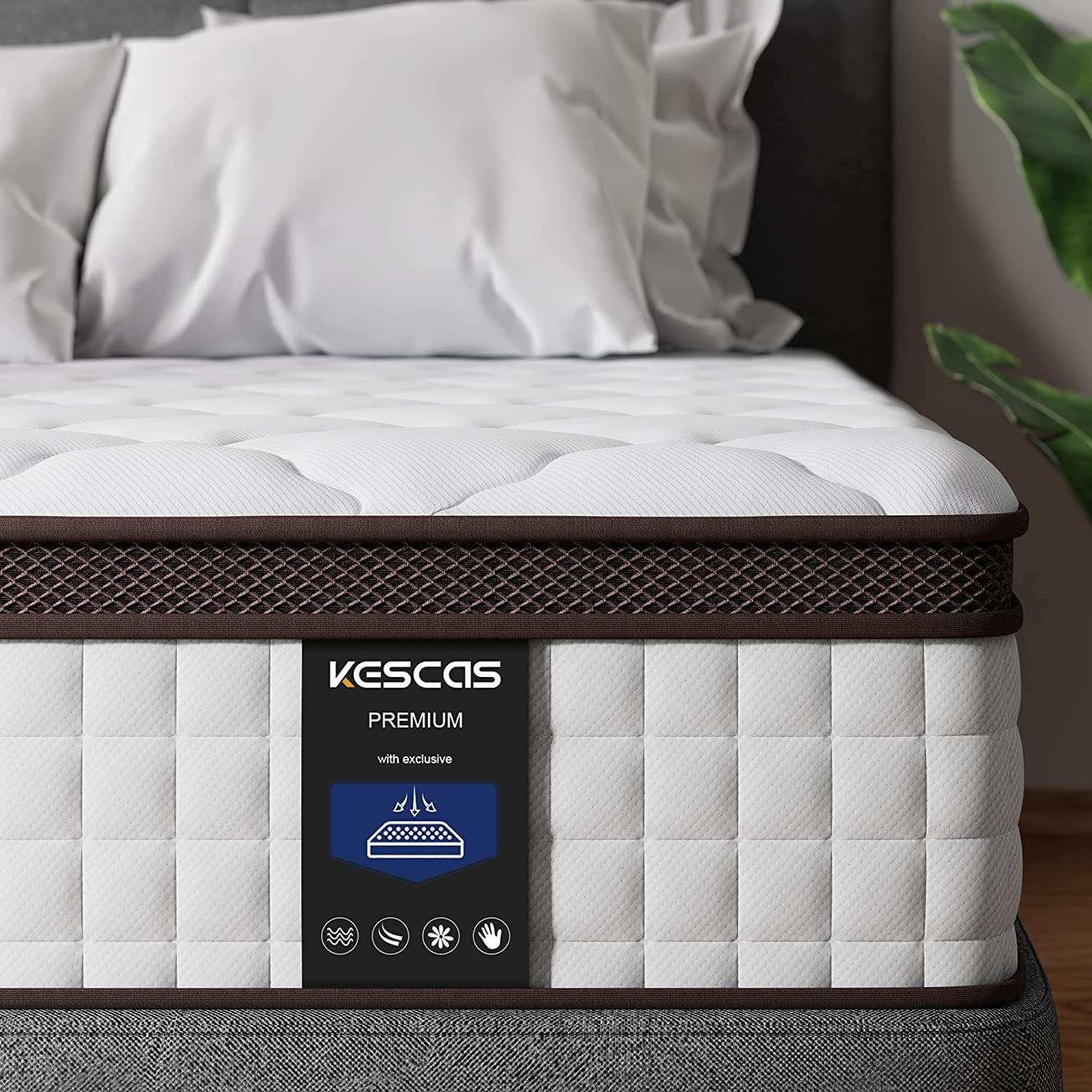 Full Size Mattress, Kescas 10 Inch Hybrid Memory Foam Full Mattress in Lens Box, Medium Firm Mattress for Cooler Sleep Supportive & Pressure Relief, Made in North America