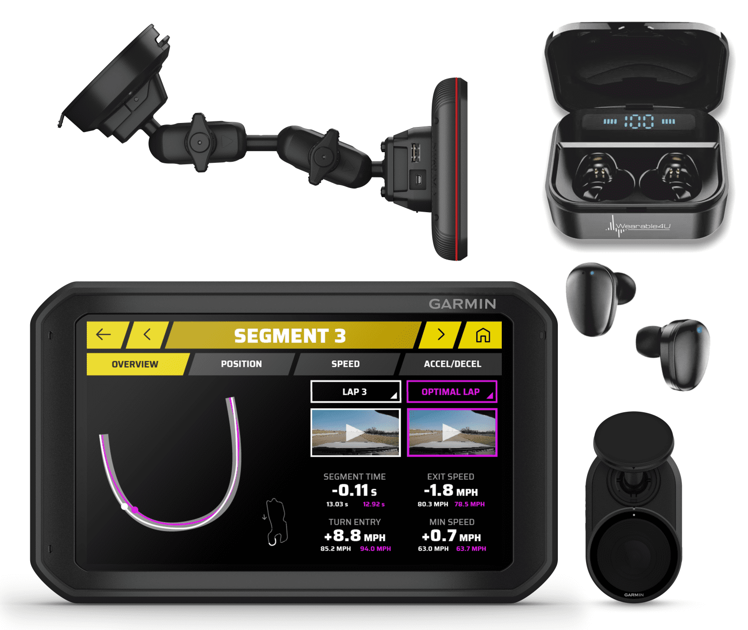 Garmin Catalyst, Driving Performance Optimizer for Motorsports and Premium Performance Driving, 6.95 inch with Wearable4U Pro EarBuds Bundle