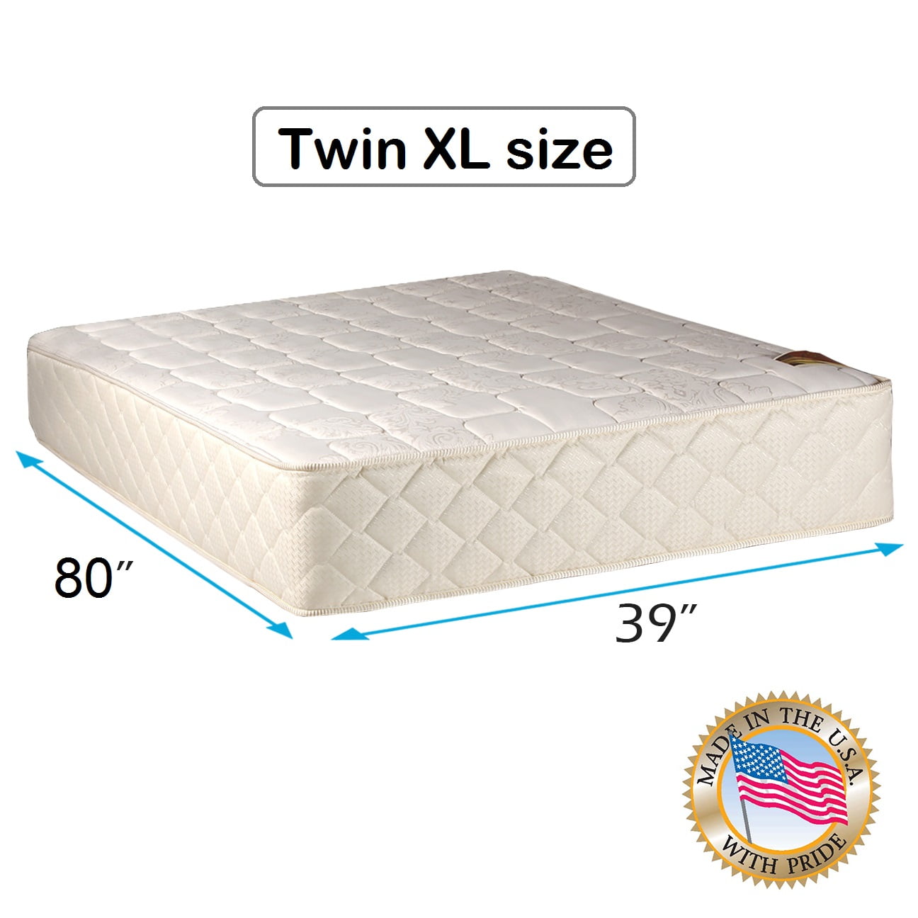 Grandeur Deluxe Twin XL Medium Firm Two-Sided Mattress Only with Mattress Cover Protector Included - Fully Assembled, Sleep Support, Long Lasting Comfort by Dream Solutions USA