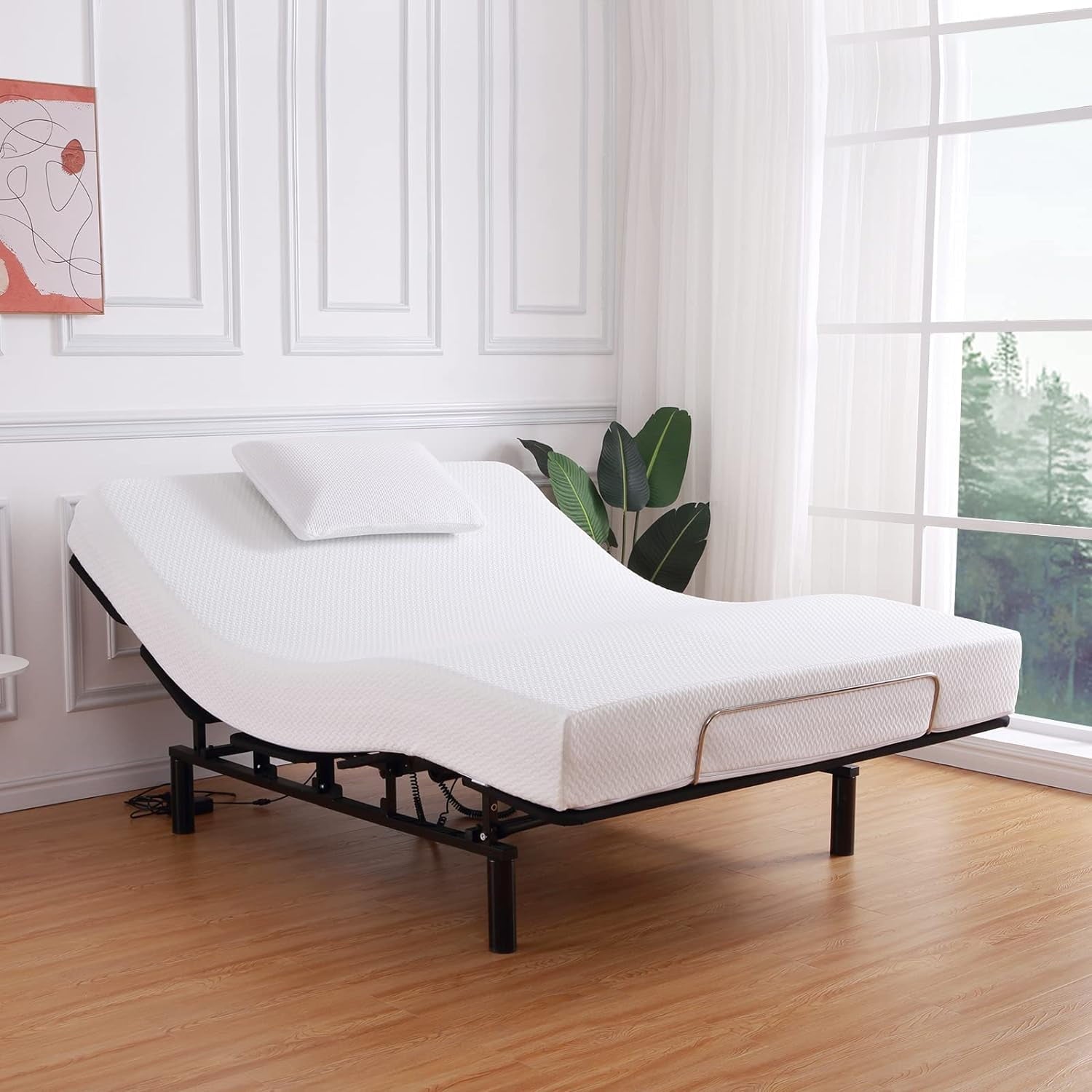 Homhougo 8-Inch Mattress Cal King, Dual Layers Memory Foam Mattress, Convoluted Foam Mattress for Adjustable Bed Frame,CertiPUR-US Certified, Medium-Firm