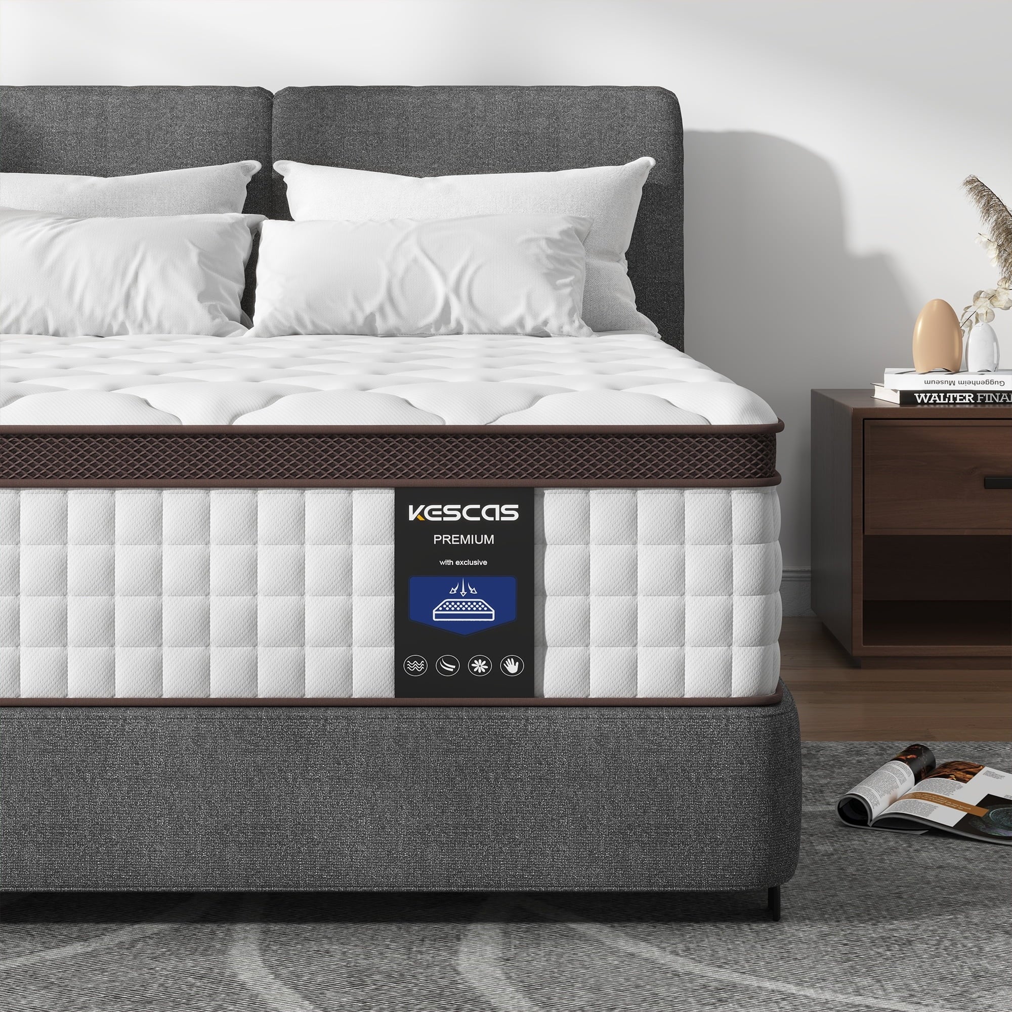 Kescas 12 Inch Memory Foam and Inner Spring Hybrid Mattress Twin XL