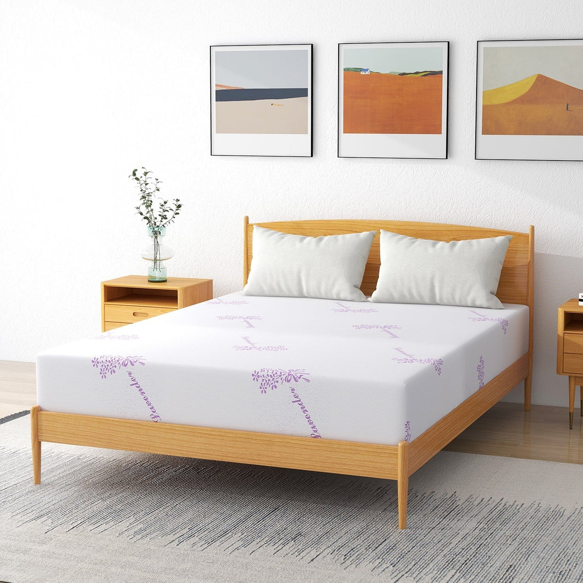 King Mattress, 10 inch Medium-Firmness Lavender Memory Foam Mattress, Fiberglass-Free, Made in USA
