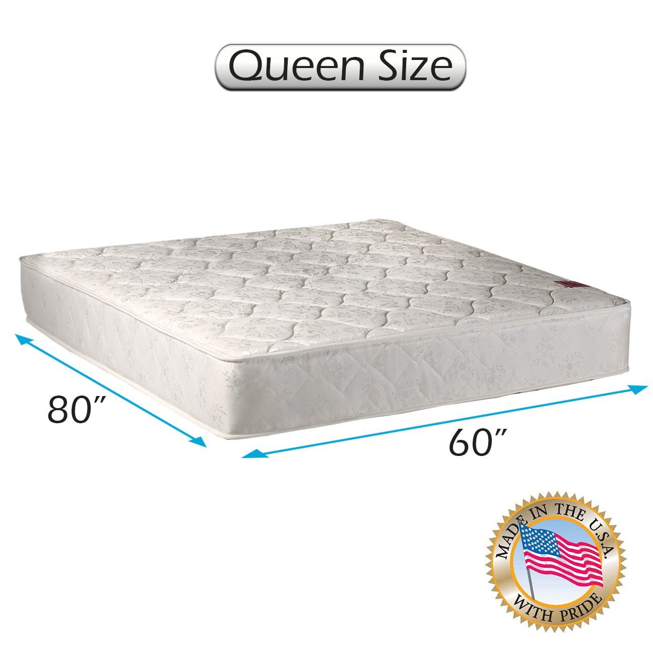 Legacy Double-Sided Queen Size Mattress Only with Mattress Cover Protector Included - Orthopedic, Innerspring coils, Fully Assembled, Long Lasting Comfort by Dream Solutions USA