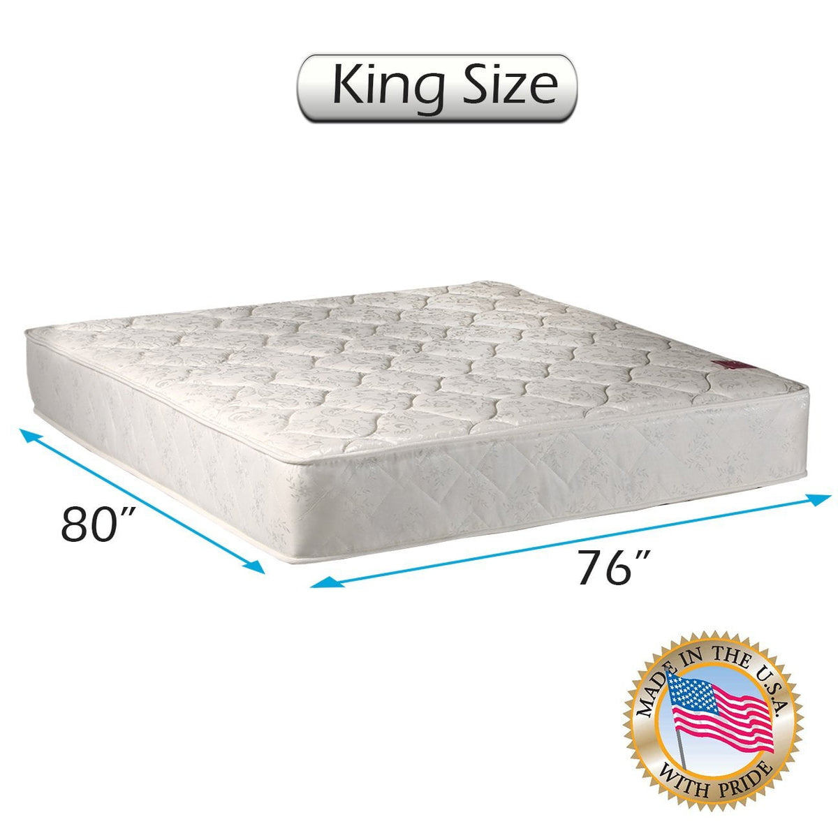 Legacy Orthopedic Double-Sided Mattress Only with Mattress Cover Protector Included - Innerspring coils, Fully Assembled, Long Lasting Comfort by Dream Solutions USA (King 76 x80 x8 )