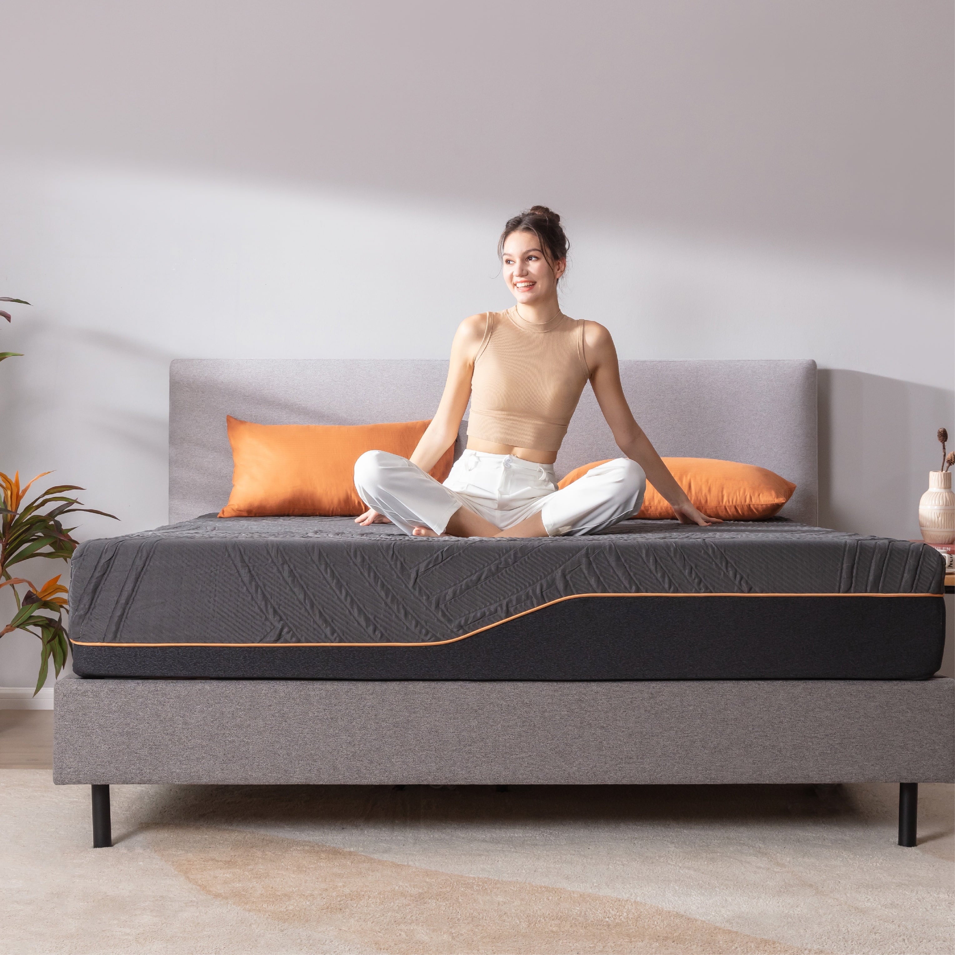 MLILY Ego 14 inch Queen Mattress in Lens Box, Cooling Gel Memory Foam Mattress, Medium Firm