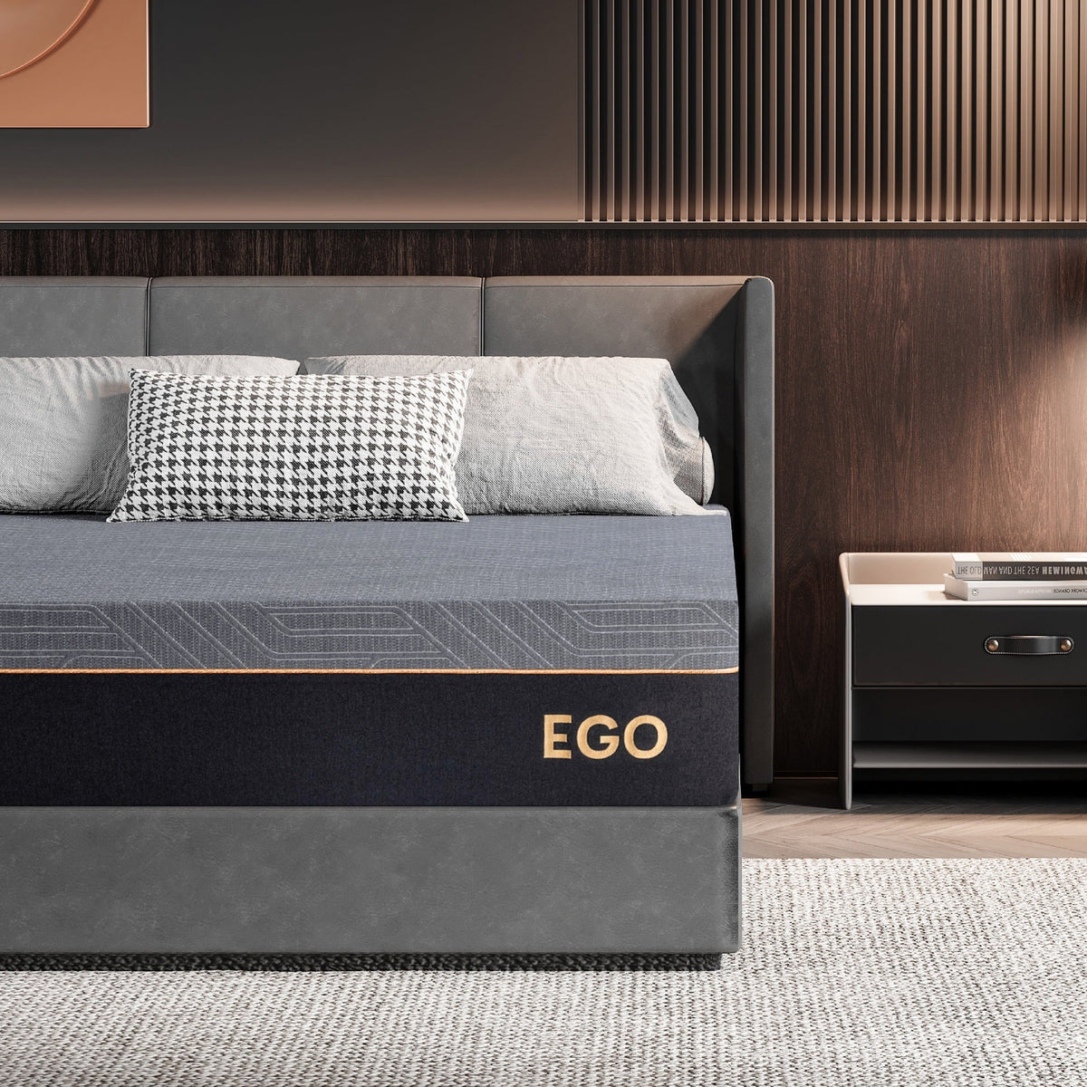 MLILY Ego Black 12 inch Queen Mattress in Recorder Box, Gel Memory Foam Mattress, Medium