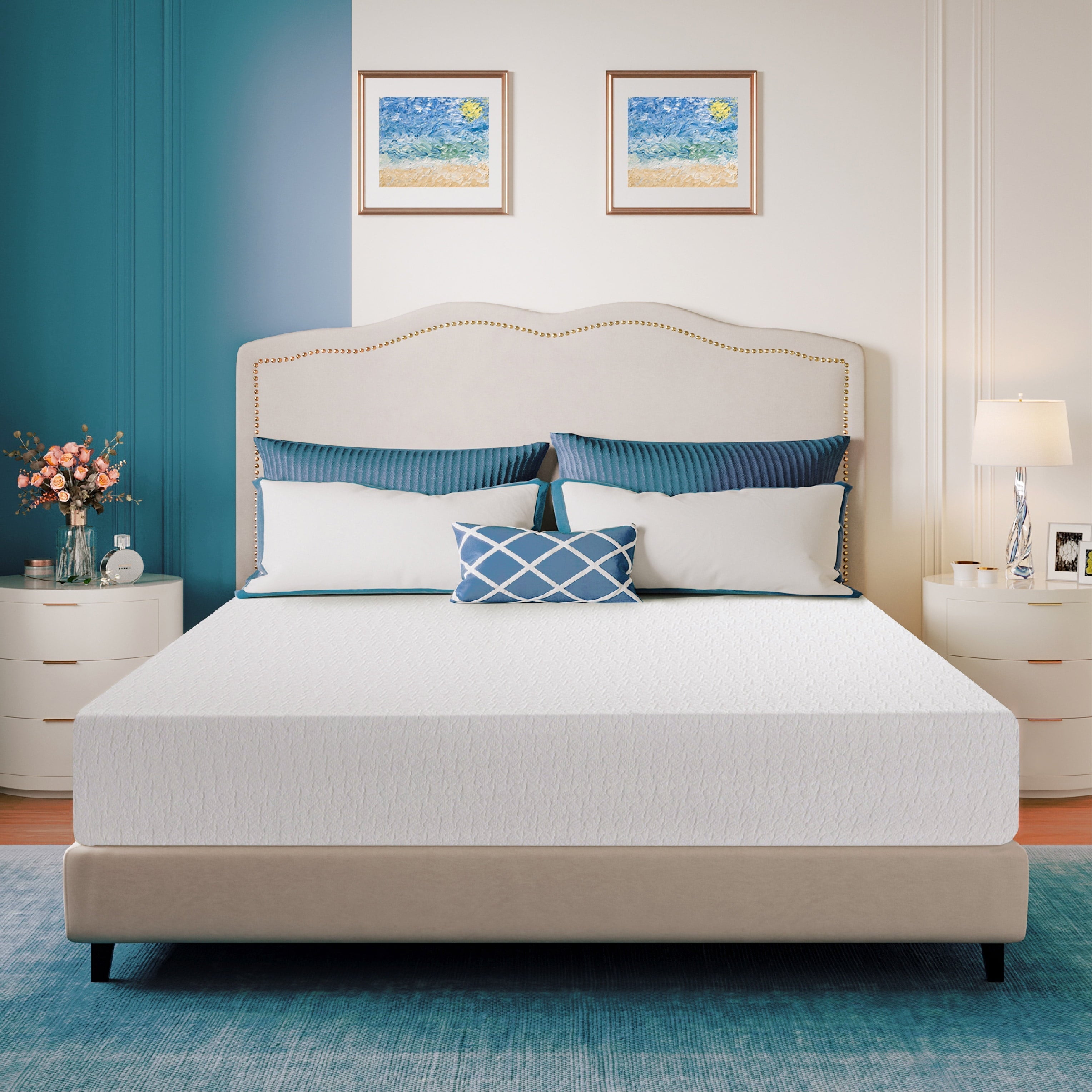 MLILY Ego Blue 8 inch Twin Mattress in Lens Box, Cooling Gel Memory Foam Mattress, Medium