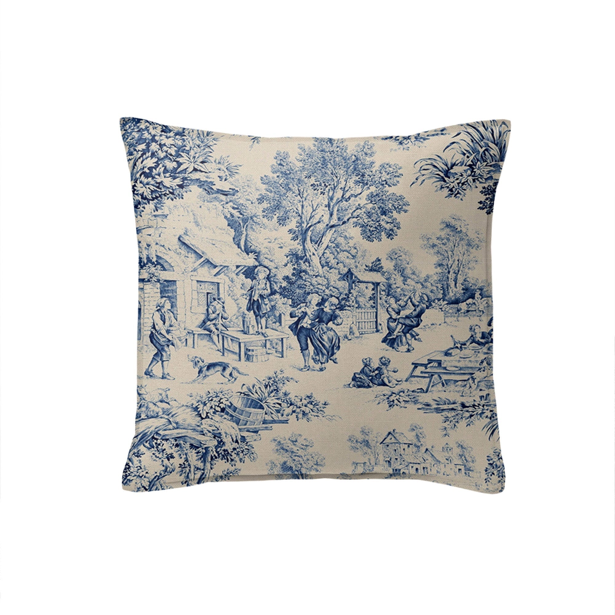 Maison Toile Blue Decor Pillow (Feather Insert) 24 Square