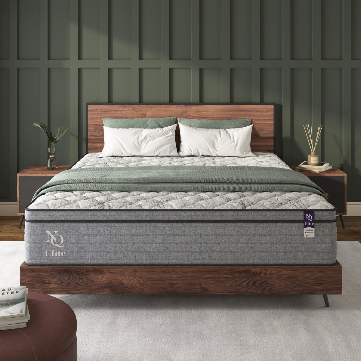 NapQueen Elite Series Machka 10 Medium Firm, Hybrid of Cooling Gel Infused Memory Foam and Pocket Spring Mattress, Queen Size